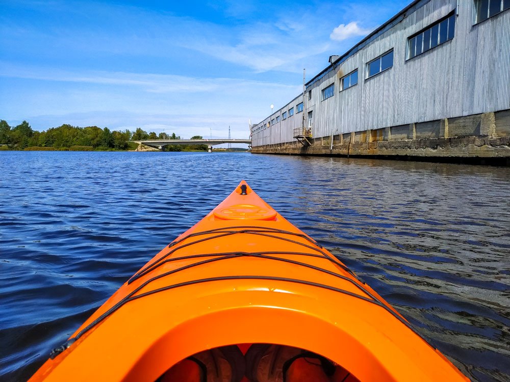Kayaking near factories