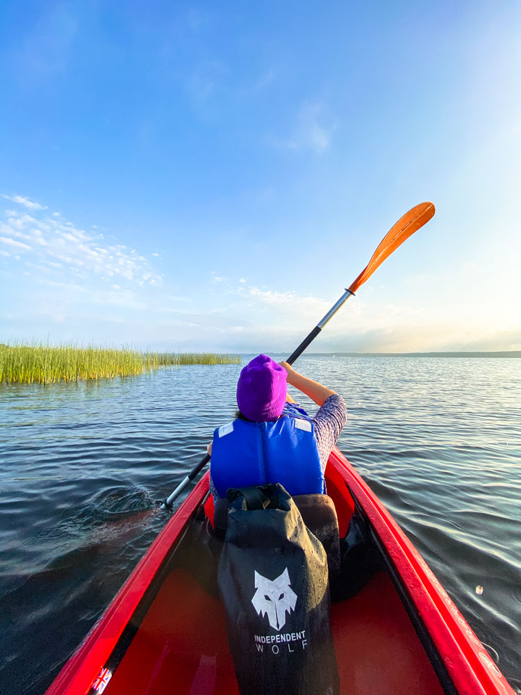 Kayaking on a lake in Riga, Latvia
