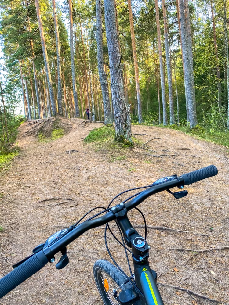 Bicycle on the trail in Ogre Blue Hills park