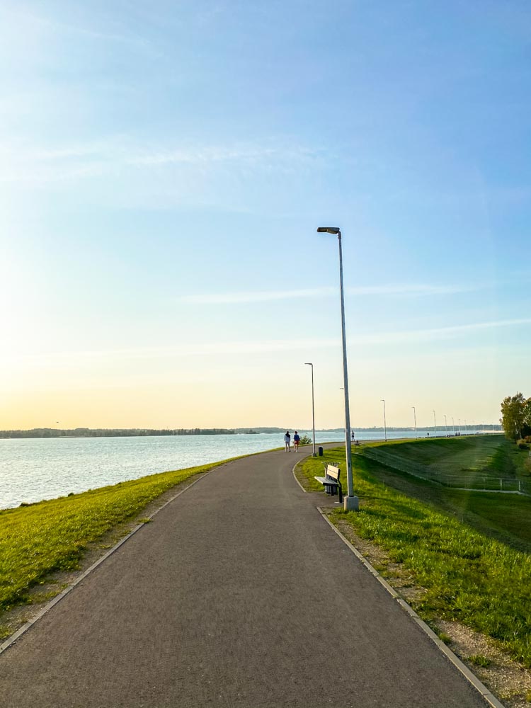 Riga Hydroelectric Power Plant Bike Path before sunset