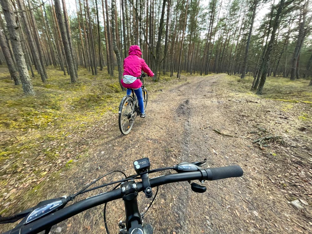 Cycling in the forest near Varnukrogs