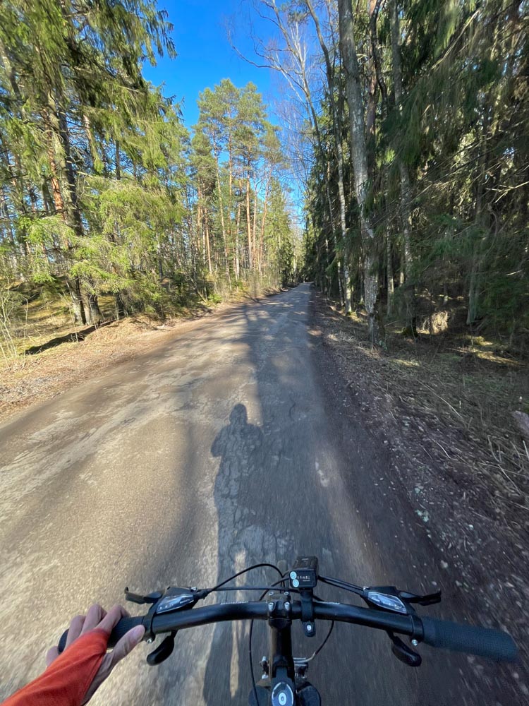 Cycling on rural road near Riga