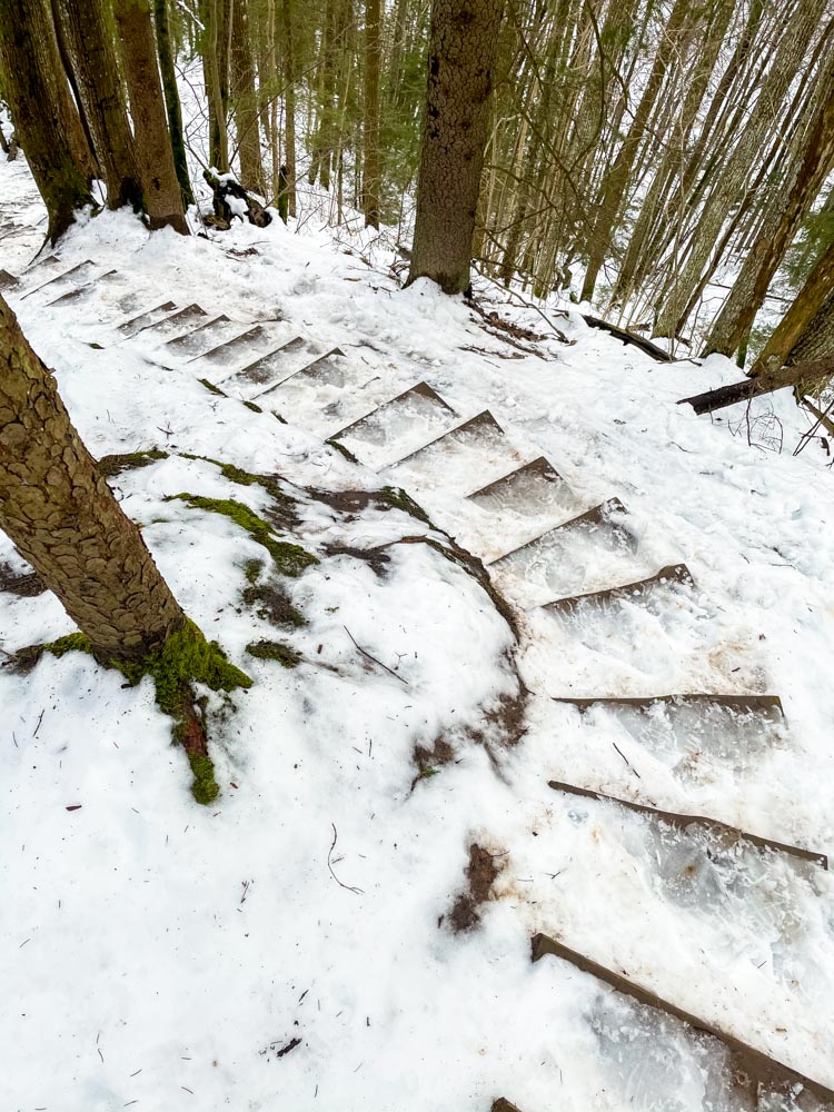 Slippery stairs in Gauja National Park