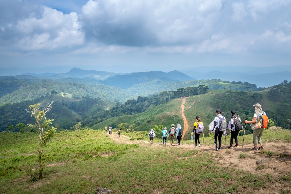 A group of people hiking