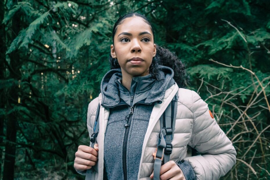 Woman wearing hiking clothing