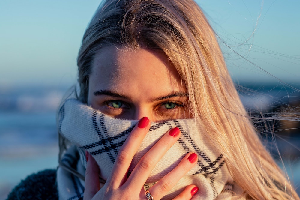 Woman wearing a scarf