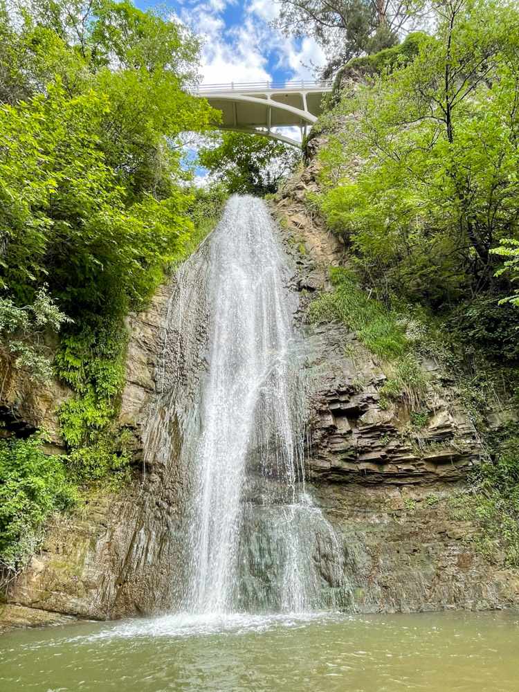 Bridge over waterfall in the National Botanical Garden of Georgia
