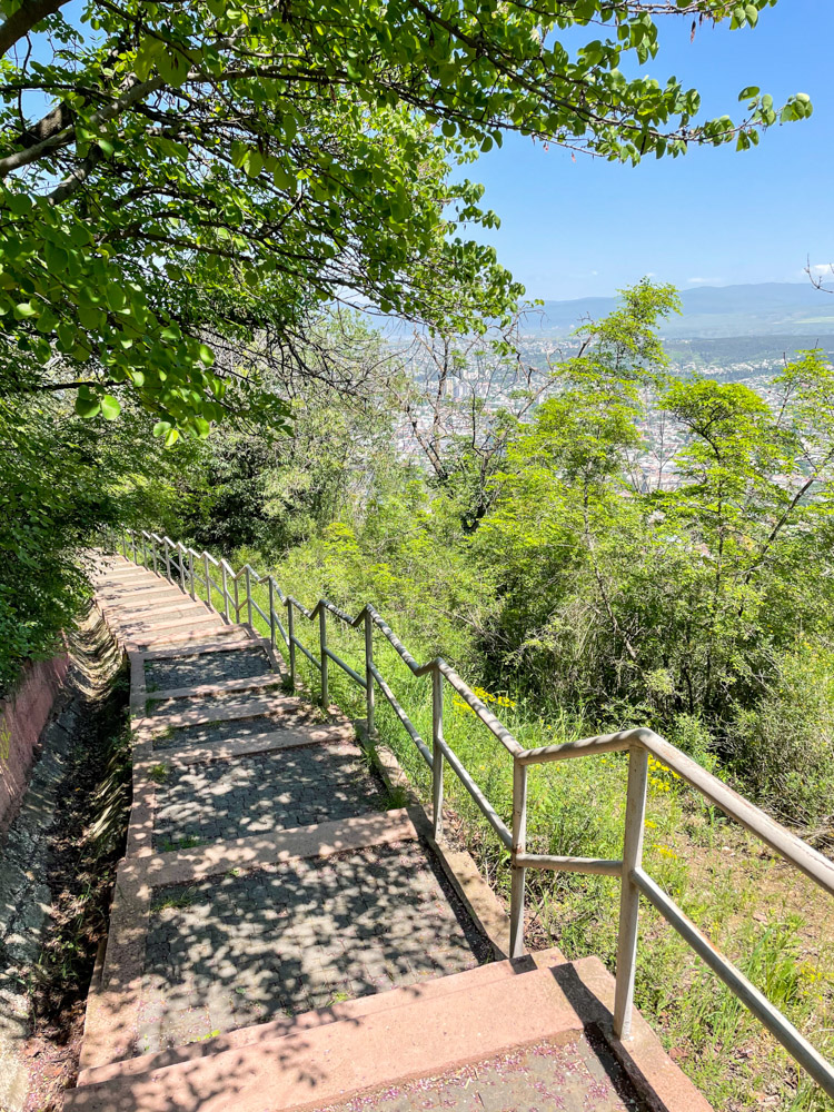 Stairs to the top of the mountain near Mtatsminda Pantheon