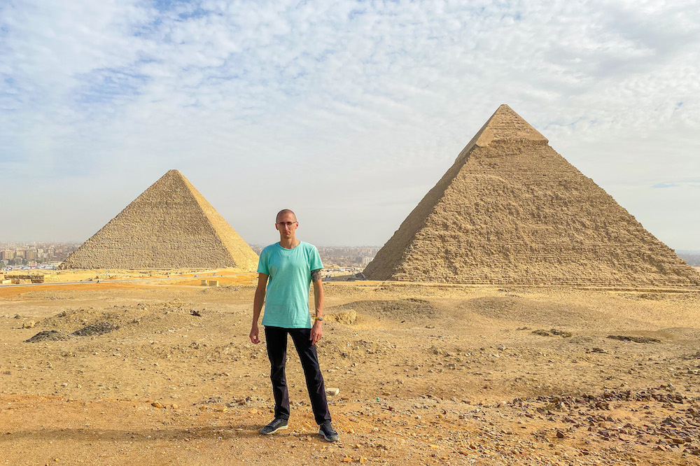 Kaspars visiting the Pyramids in Egypt