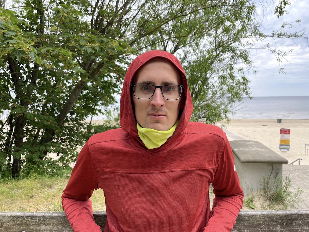 Wearing KÜHL ENGINEERED Men’s hoodie